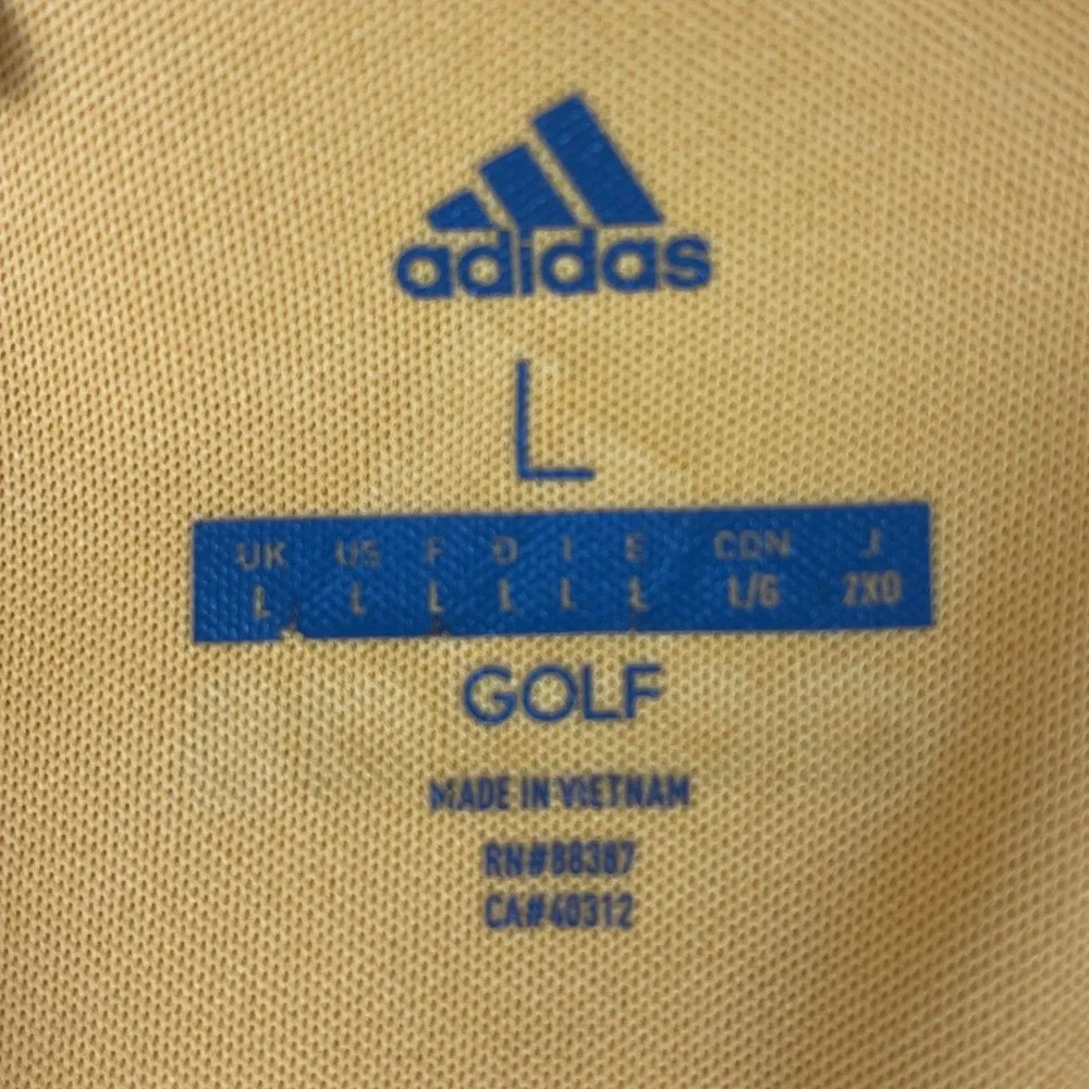 Adidas Mens Large Yellow Polo Shirt Riviera Country Club Golf Stripe